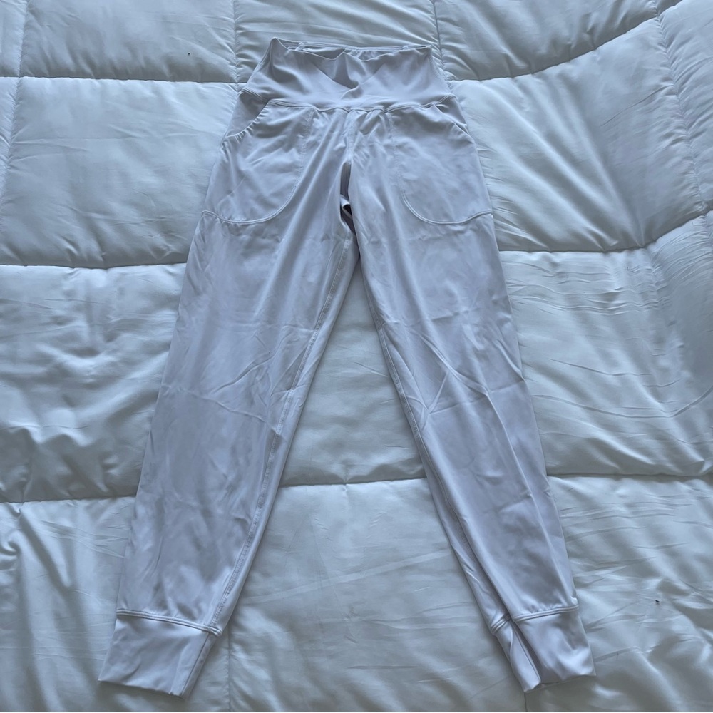 White High Waist Joggers